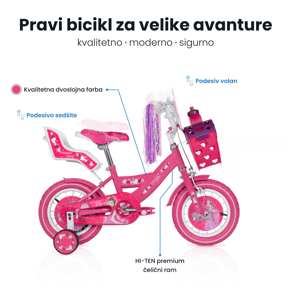 Dečiji bicikl 12'' Story roze - Slika 3
