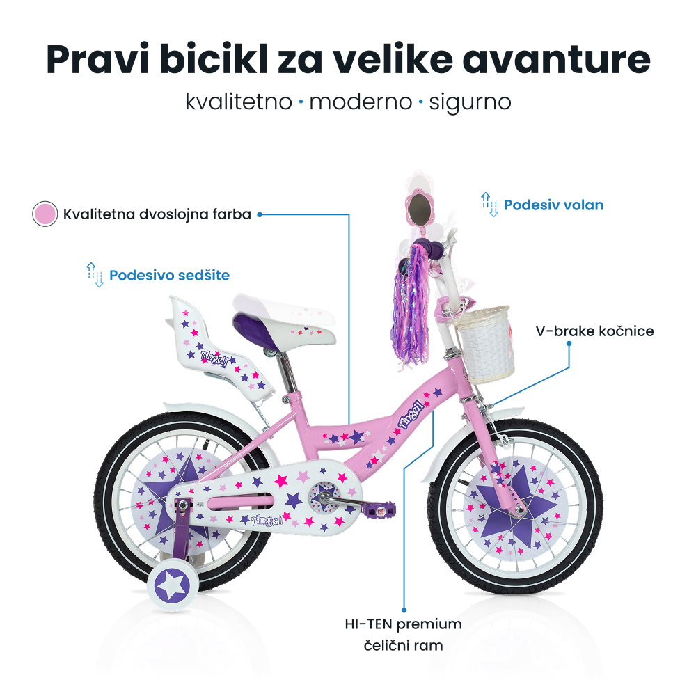 Dečiji bicikl 16'' Angell roze - Slika 3