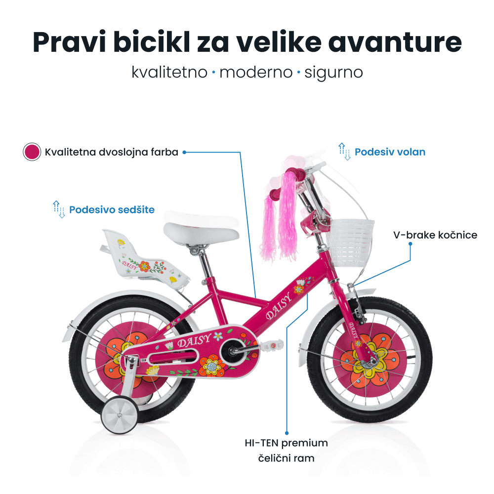 Dečiji bicikl 16'' Daisy roze - Slika 3