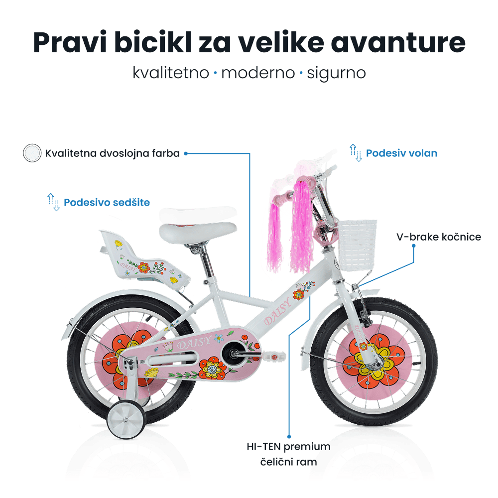 Dečiji bicikl 16'' Daisy bela - Slika 3