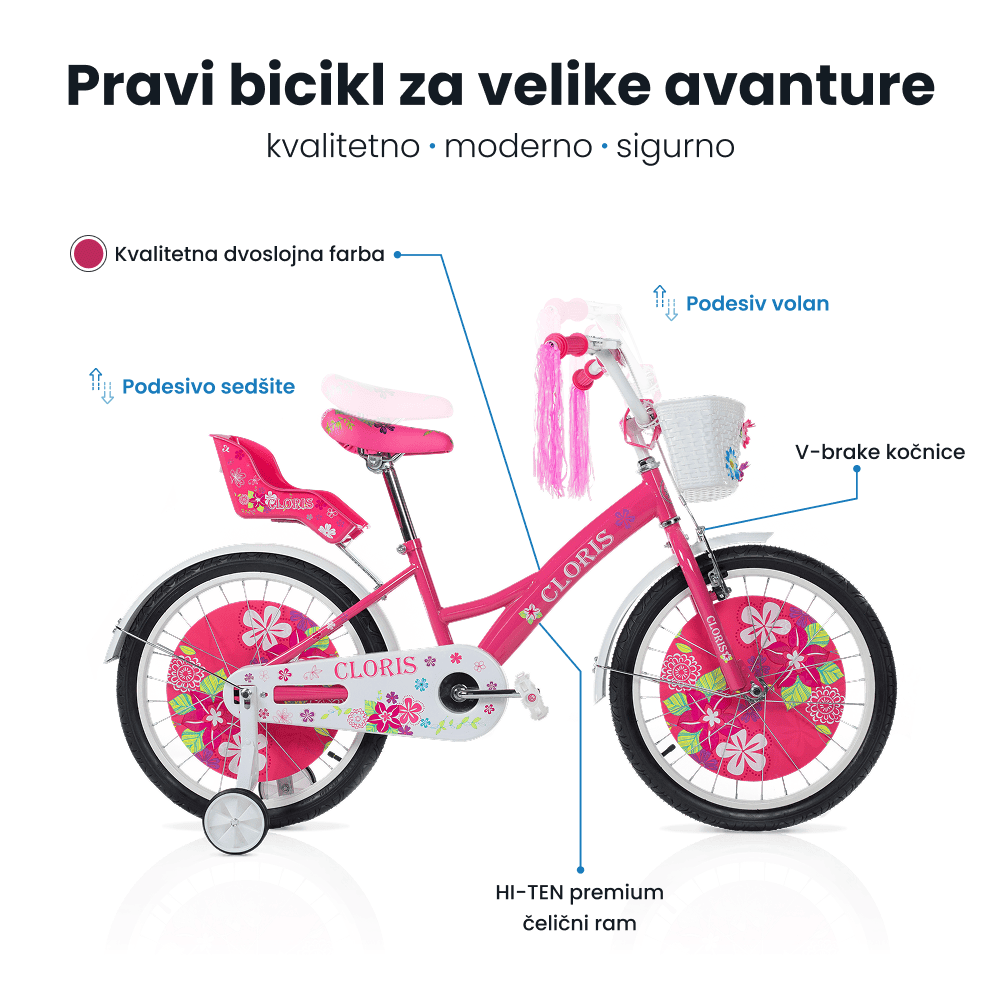 Dečiji bicikl 16'' Cloris roze - Slika 3