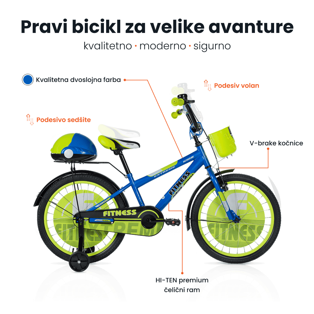 Dečiji bicikl 20'' Fitness Plavo - Zelena - Slika 3