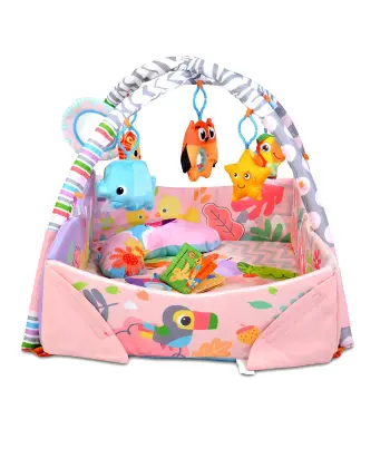Podloga za bebe Oasis Pink baby gym sa igračkama i zaštitnim stranicama
