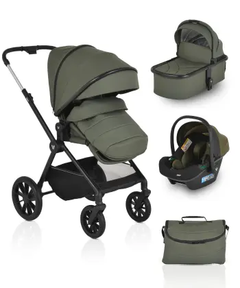 Joker 3u1 kolica za bebe Cangaroo Olive Green sa kolevkom, sedištem i auto sedištem