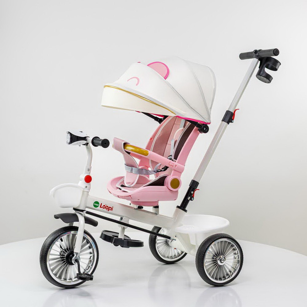 Tricikl 4003 roze za decu sa stabilnom konstrukcijom i zadnjom korpom