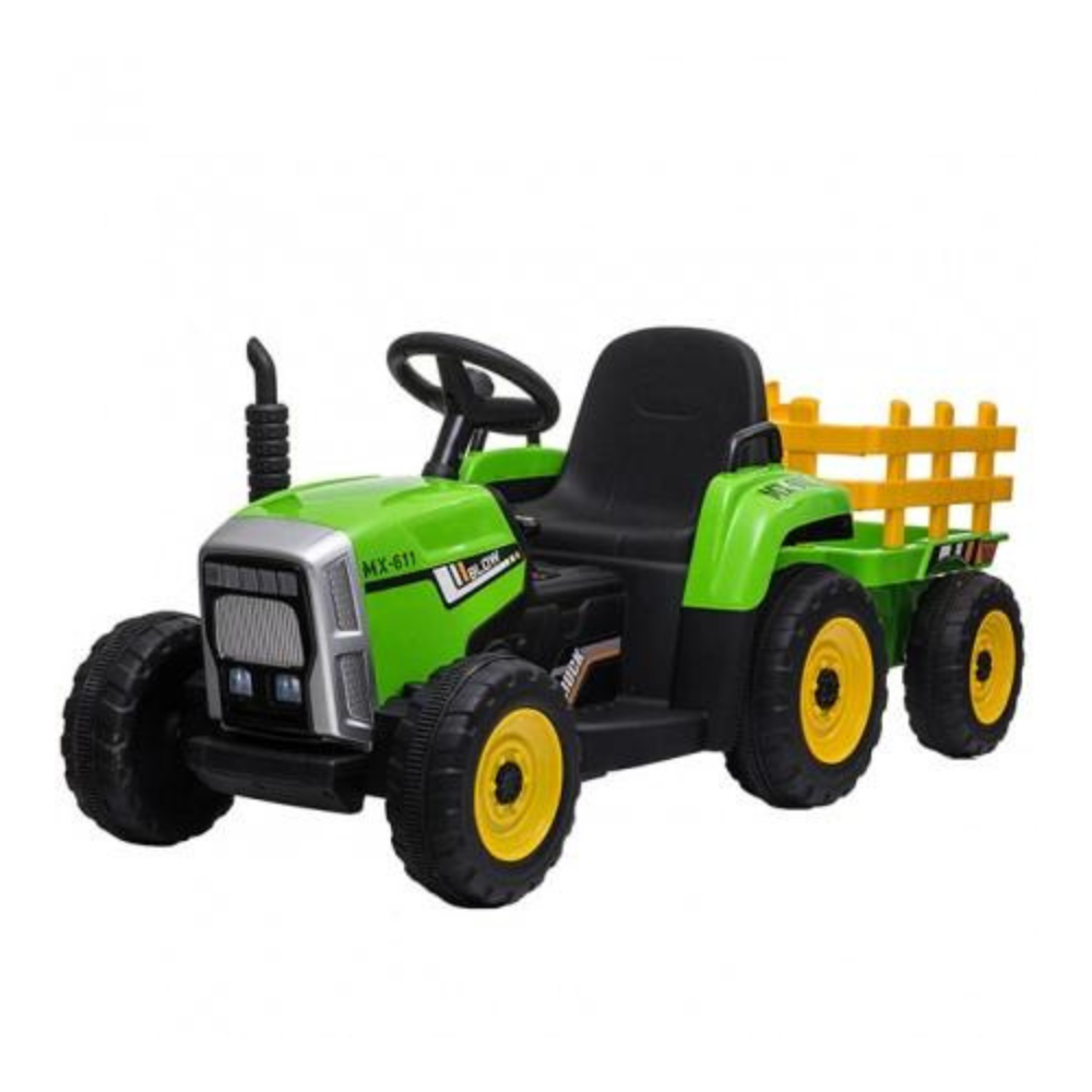 traktor na akumulator 261 zeleni sa prikolicom za decu