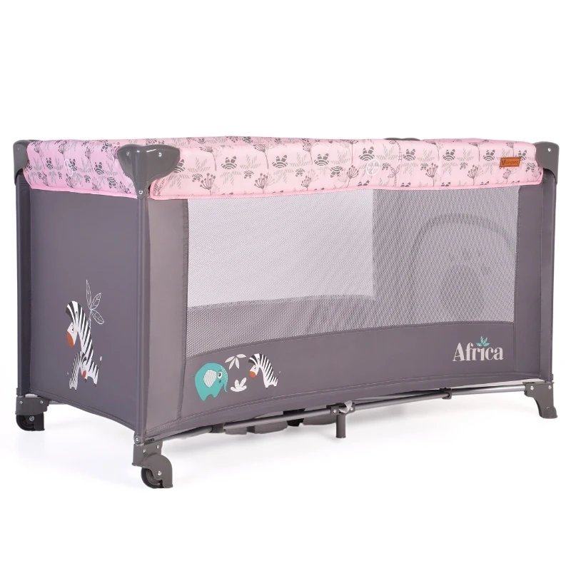 Cangaroo prenosivi krevetac Africa Pink za bebe sklopivi putni krevetac sa mrežastim stranicama