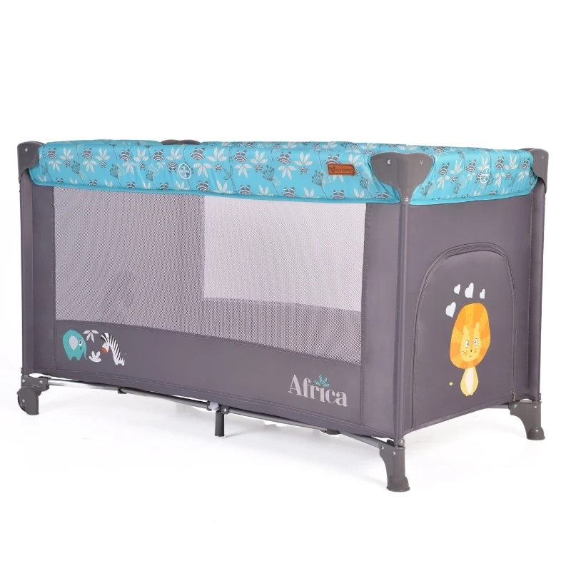 Cangaroo prenosivi krevetac Africa Turqouise za bebe sklopivi putni krevetac sa mrežastim stranicama