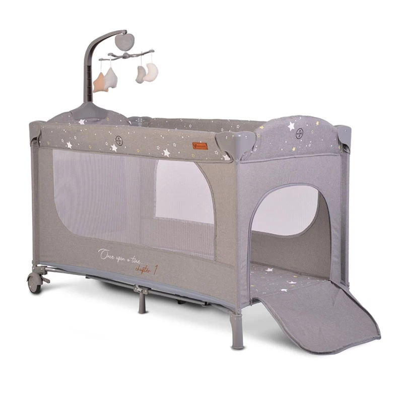 Prenosivi krevetac Once Upon A Time 2 nivoa Grey sa vrteškom i torbom