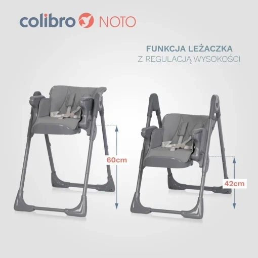 Colibro Noto Onyx 2u1 hranilica i ležaljka za bebe sa tacnom