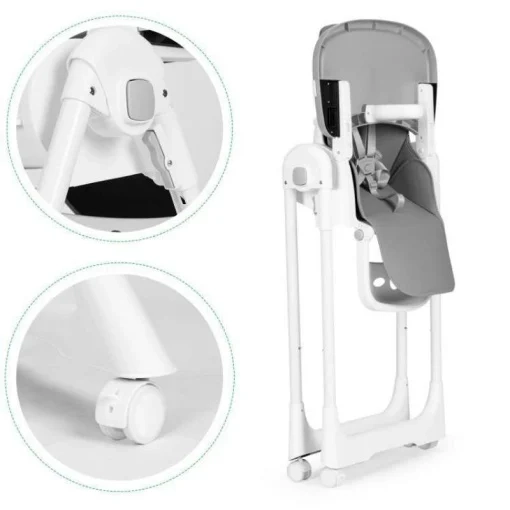 Hranilica Dark Grey ECOTOYS stolica za bebe sa tacnom i točkićima