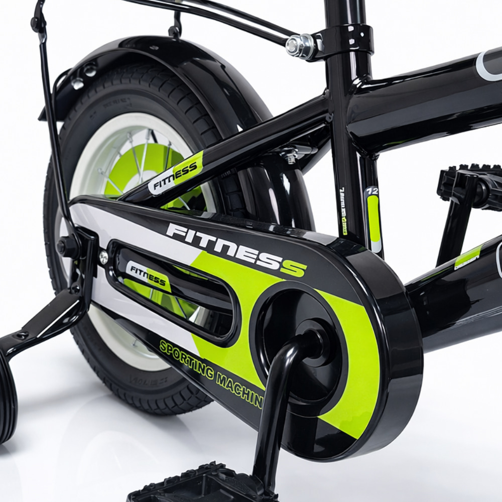 Dečiji bicikl 12'' Fitness Crno - Zelena - Slika 3