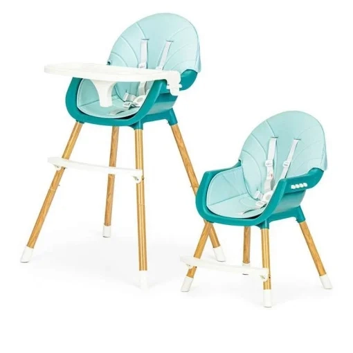 Hranilica 2u1 Blue ECO TOYS sa drvenim nogama i eco kožom za bebe