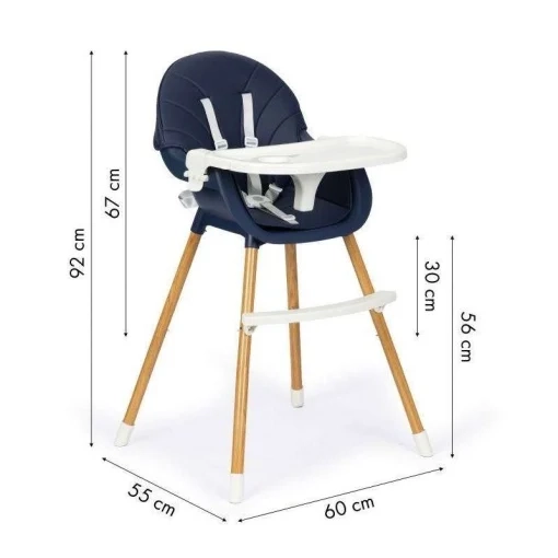 Hranilica 2u1 Blue ECO TOYS plava stolica za hranjenje sa tacnom i pojasevima