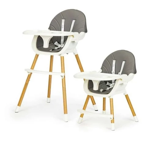 Hranilica 2u1 Grey ECO TOYS sa drvenim nogama i eco kožom za bebe