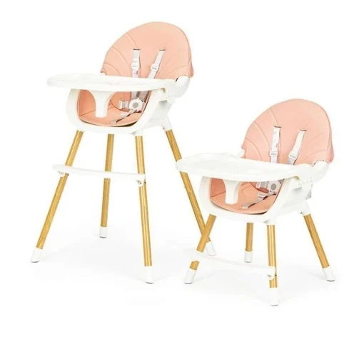 Hranilica 2u1 Pink ECO TOYS sa drvenim nogama i eco kožom za bebe