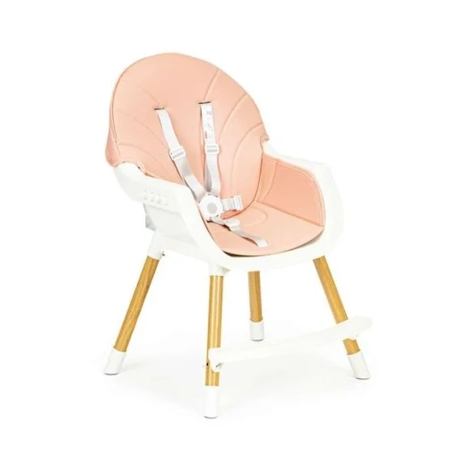 Hranilica 2u1 Pink ECO TOYS sa drvenim nogama i eco kožom za bebe