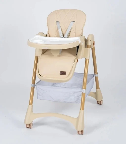 Kidilo KD3-3 Beige 2u1 hranilica i ljuljaška za bebe sa tacnom i točkićima