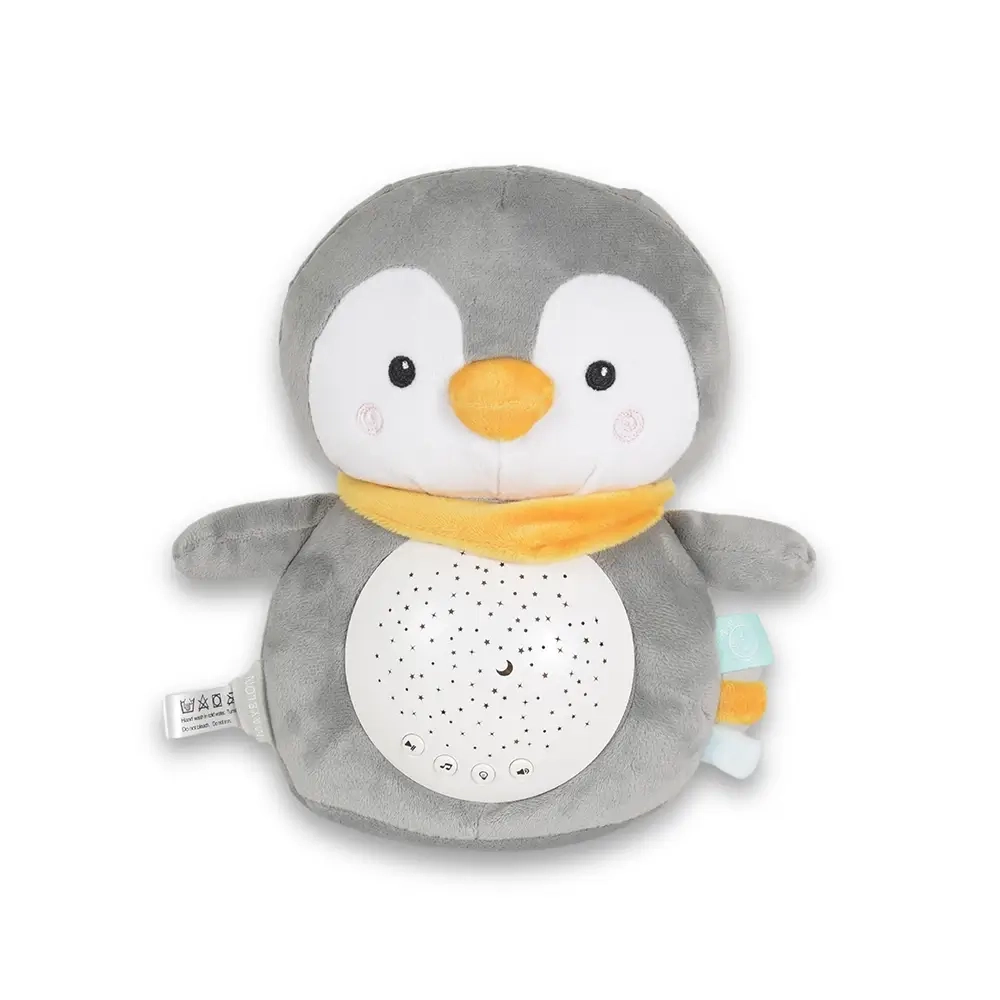 noćna lampa Snuggly Penguin projektor zvezda za bebe sa belom bukom i melodijama