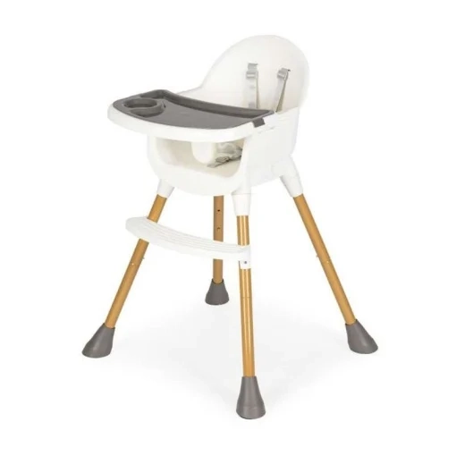 Hranilica Baby White bela stolica za hranjenje sa tacnom i sigurnosnim pojasevima