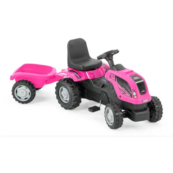 Dečiji traktor sa prikolicom roze