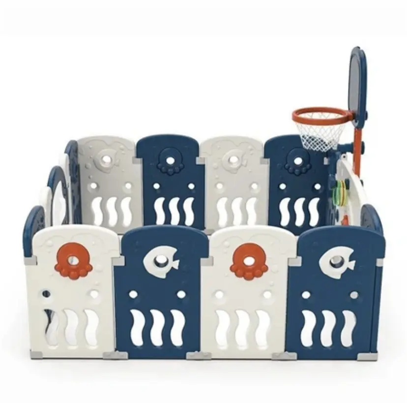 Sklopiva ogradica Keba Kraba u zabavnom dizajnu sa crveno-plavim detaljima za sigurnu igru dece