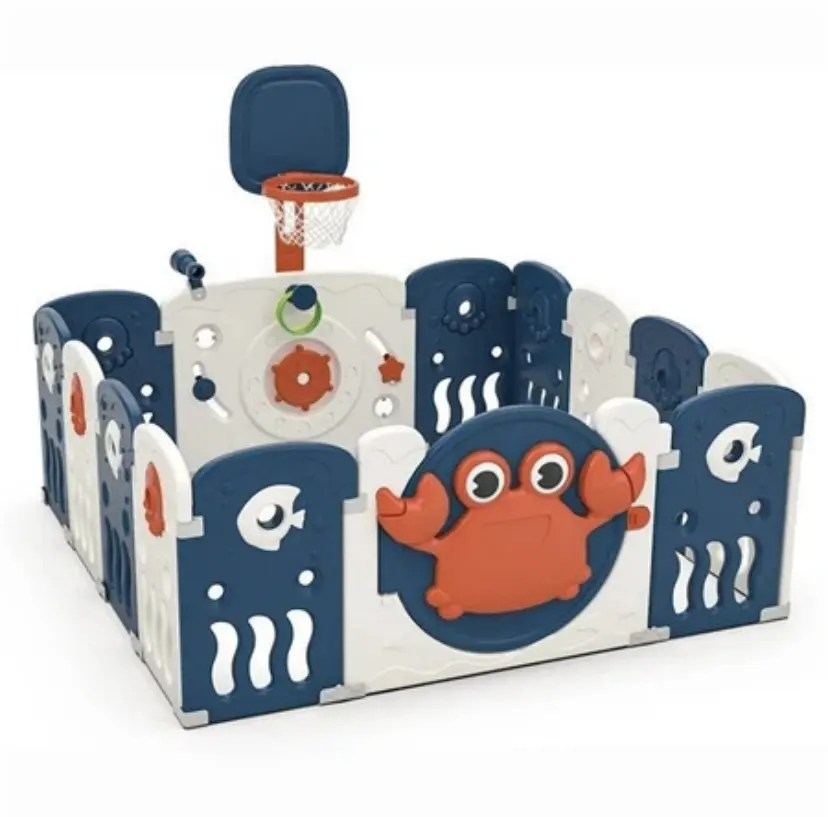 Sklopiva ogradica Keba Kraba u zabavnom dizajnu sa crveno-plavim detaljima za sigurnu igru dece