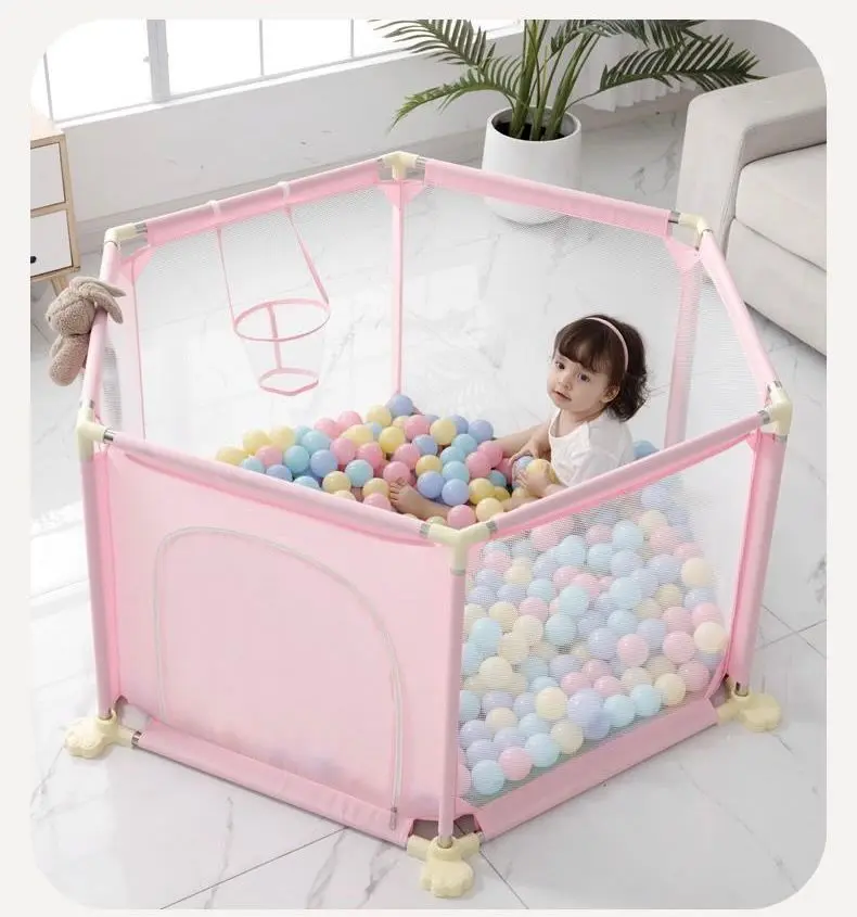 dečija-ogradica-hexa-rose-sestougaoni-bazen-za-igru-roze-boja