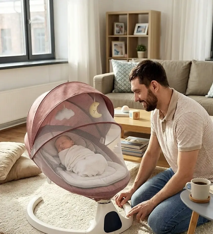 Ljuljaška za bebe bordo - udobno i sigurno mesto za odmor i uspavljivanje vaše bebe.