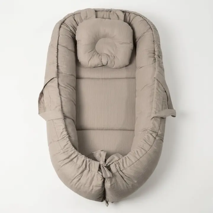 Gnezdo za bebe Comfort Beige mekano pamucno gnezdo za novorođenče